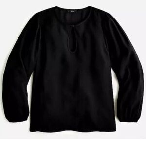 NEW J. Crew Classic Black Puff Sleeve Crepe Satin Blouse Top XXSP